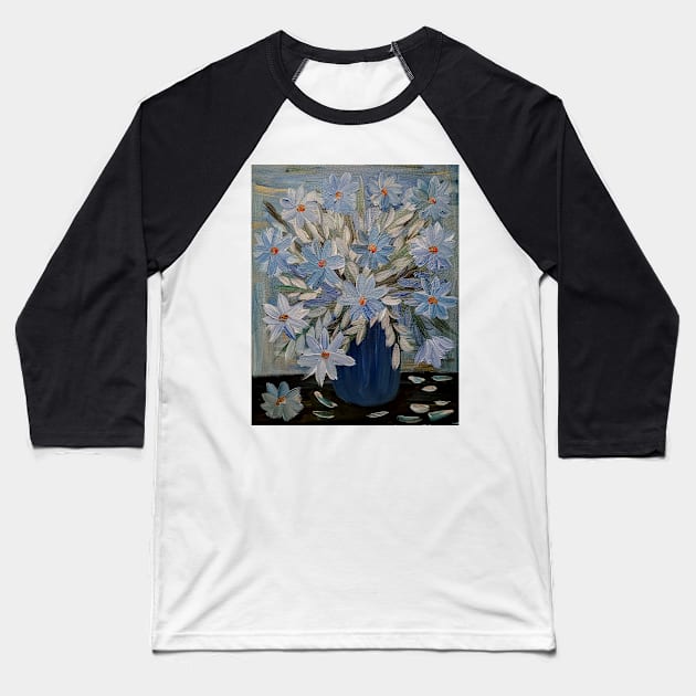 stunning some abstract flowers and silver leaves in a Blue and teal vase and I love the vase in metallic finish on it . Baseball T-Shirt by kkartwork